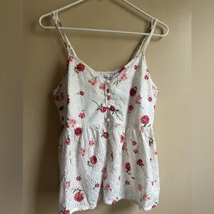 Japna 100% cotton eyelet tank top size L roses y2k